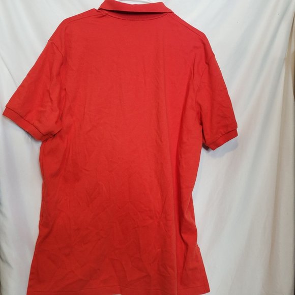 Vintage Polo Ralph Lauren Cotton Collared Shirt Bright Red Blue Pony Size Large - Picture 4 of 4